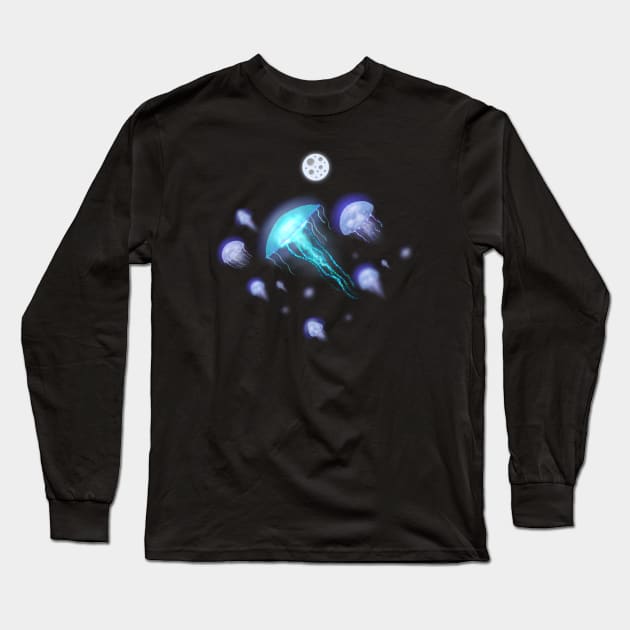 Moonlight Jelly Long Sleeve T-Shirt by SlowOctopus